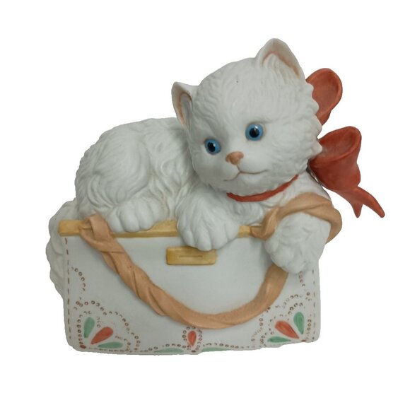 Vintage 1992 Enesco Kitty Cat In Purse "May I See Your ID" Ceramic Figurine - Picture 1 of 11